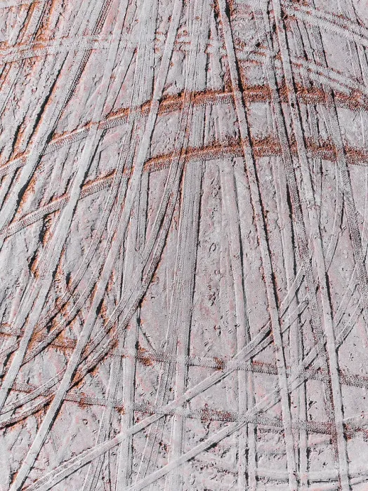 Framed Print : Drone image looking down on tire tracks in a dry salt lake, South Australia, Australia Framed Print : Drone image looking down on tire tracks in a dry salt lake, South Australia, Australia