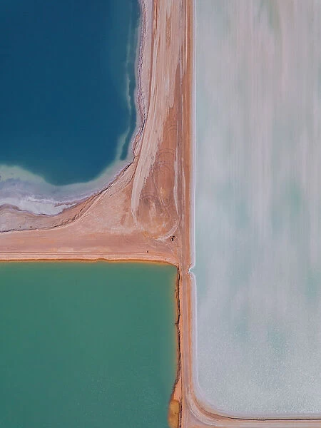 Drone image of salt storage ponds, Western Australia