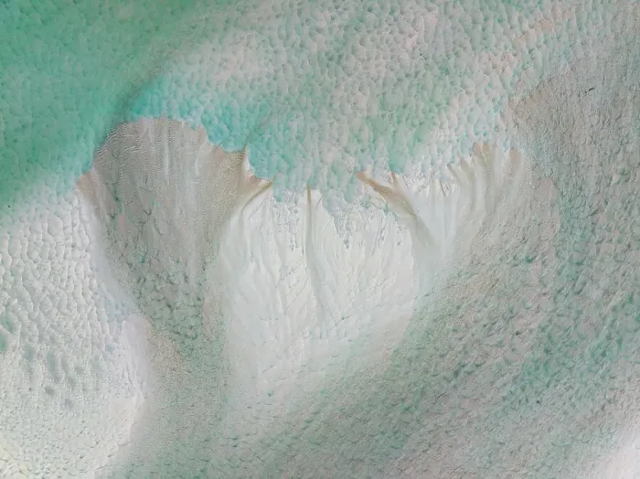 Framed Print : Drone image above sand patterns in an estuary at low tide, Western Australia, Australia