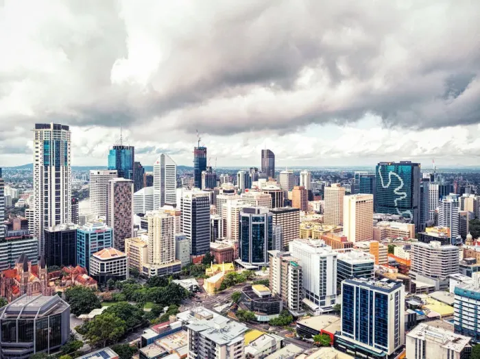 Framed Print : Drone photo of Brisbane city