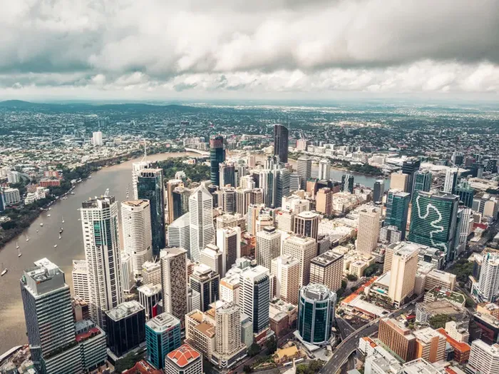 Framed Print : Drone photo of Brisbane city