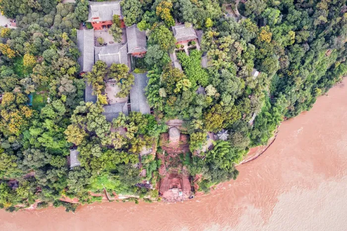 Framed Print : Drone photo of the Leshan Giant Buddha