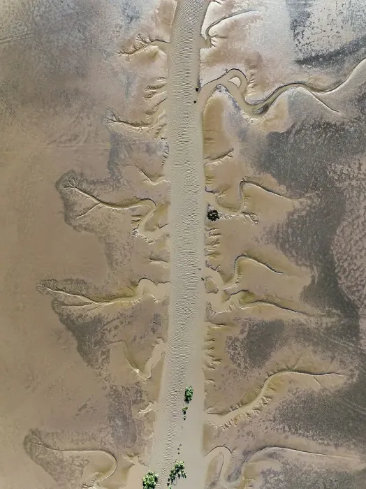 Framed Print : Drone photo showing a stream leading to the Fitzroy River, Derby, Western Australia, Australia