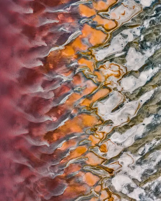 Framed Print : Drone shot looking down on a section of the Great Salt lake, Utah