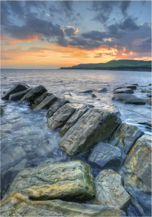 Framed Print : Dusk at Kimmeridge bay, Jurassic coastline, Dorset, England Framed Print : Dusk at Kimmeridge bay, Jurassic coastline, Dorset, England