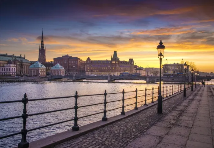 Framed Print : Dusk light in Stockholm in winter, Sweden Framed Print : Dusk light in Stockholm in winter, Sweden