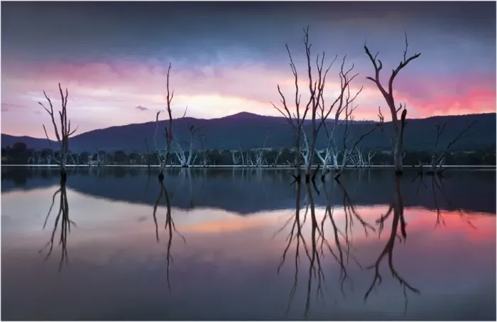 Framed Print : Dusk reflections at Lake Nillahcootie, central Victoria Framed Print : Dusk reflections at Lake Nillahcootie, central Victoria