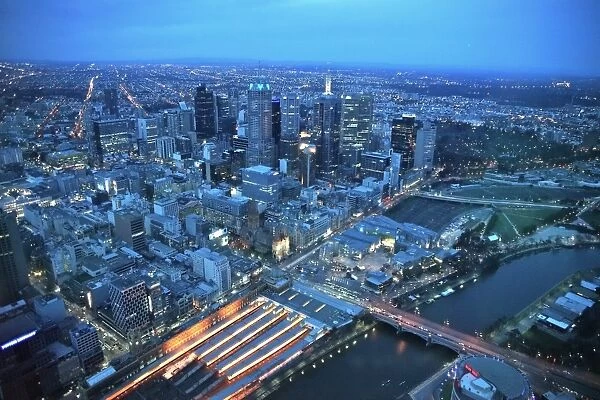 Dusk view of Central Melbourne from Eureka Tower