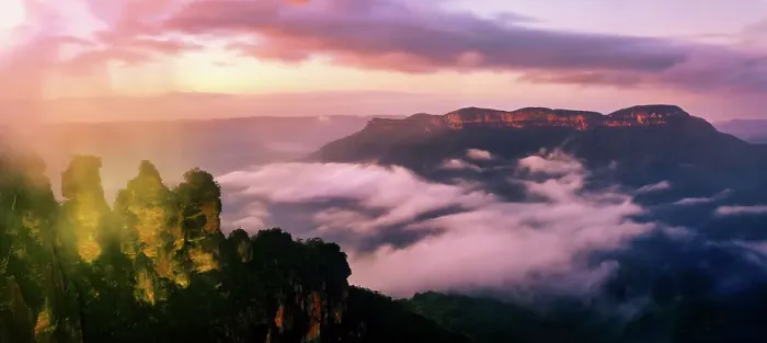 Framed Print : Echo Point misty sunrise