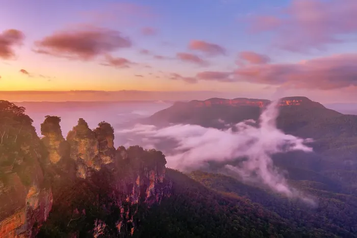 Framed Print : Echo Point misty sunrise