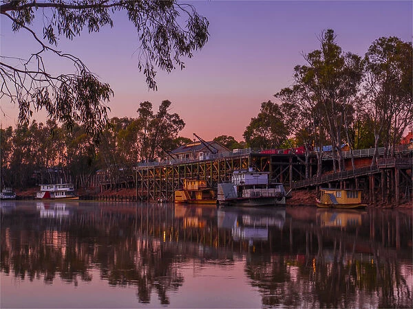 Echuca, Murray river dawn and the port area, northern Victoria, Australia