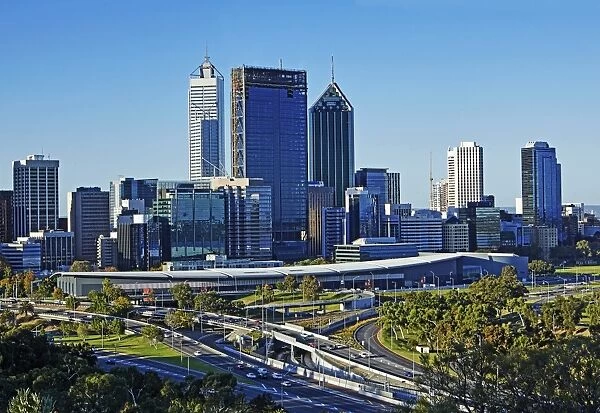 Elevated view of Perth business district