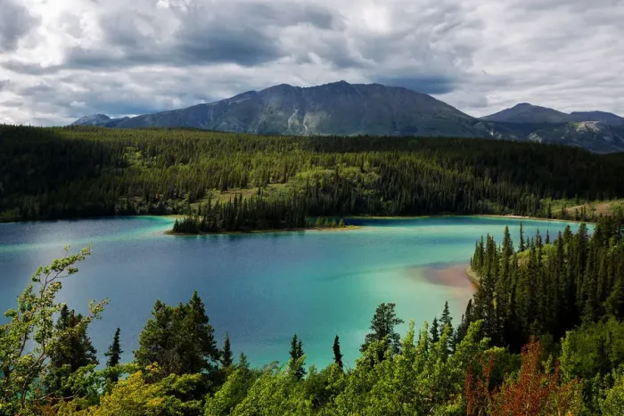 Framed Print : Emerald Lake From South Klondike Highway, Southern Yukon, Canada