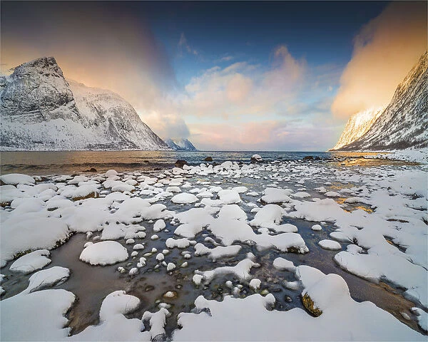 Ersfjord in winter, Arctic circle of Norway