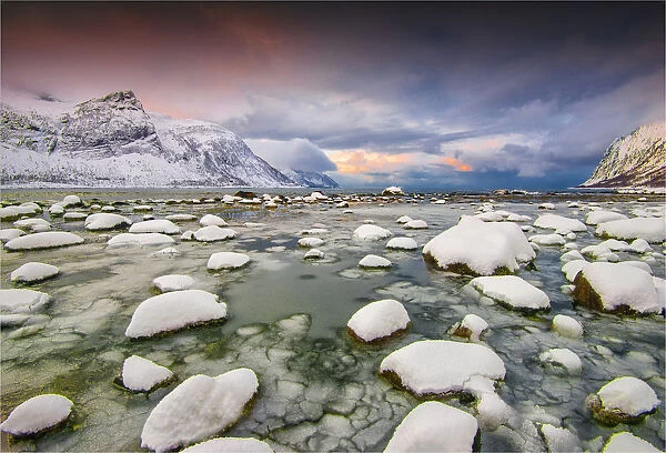 Ersfjord in winter, Arctic circle of Norway