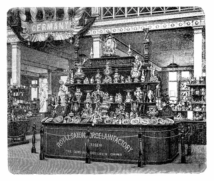 Framed Print : From the Exhibition Palace in Melbourne. Exhibition of the Royal Saxon Porcelain Manufactory in Meissen Framed Print : From the Exhibition Palace in Melbourne. Exhibition of the Royal Saxon Porcelain Manufactory in Meissen