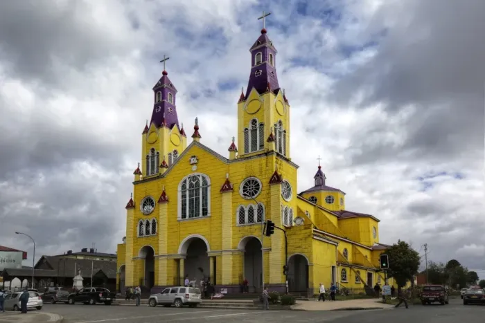 Framed Print : The Facade of Church of San Francisco, Castro, Chiloe Island, Los Lagos Region, Chile, South America