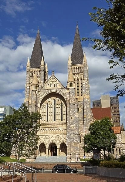 Facade of the Gothic Revival St Johns Cathedral