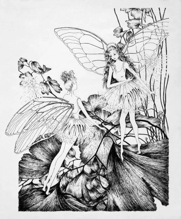 Framed Print : Fairies on Clover Leaf Original Artwork Framed Print : Fairies on Clover Leaf Original Artwork