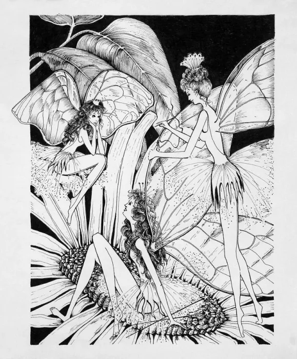 Framed Print : Fairies on a daisy Original Artwork Framed Print : Fairies on a daisy Original Artwork