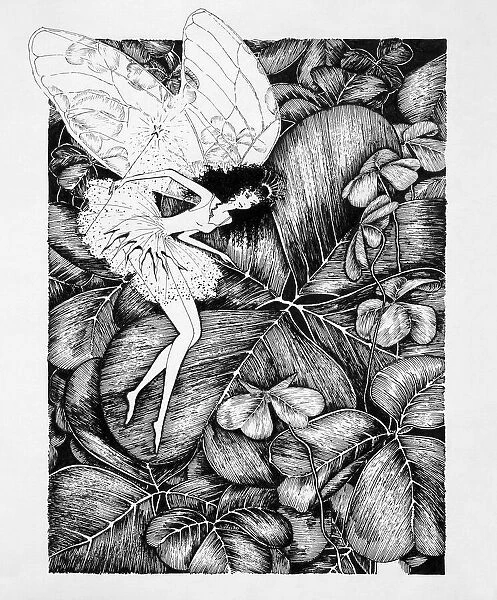 Fairy on Clover Leaf Original Artwork