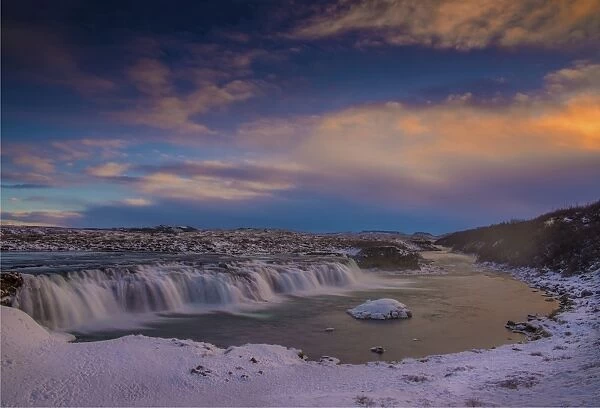 Faxafoss waterfall during the winter, south west Iceland