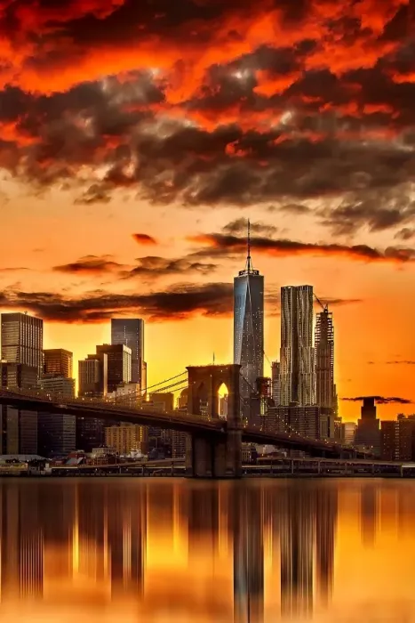 Framed Print : A fiery sunset over the Manhattan skyline Framed Print : A fiery sunset over the Manhattan skyline
