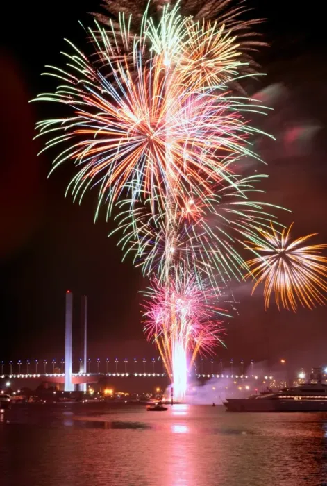 Framed Print : Fireworks Above the Water Framed Print : Fireworks Above the Water
