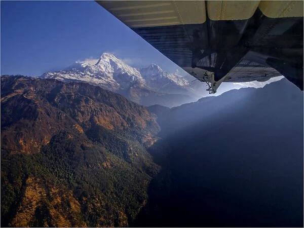 First glimpse from an aircraft of the Himalayan range, Mustang, Nepal