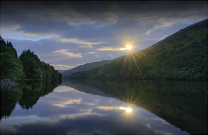 Framed Print : The first light of dawn on the Fillan River, highlands of Scotland
