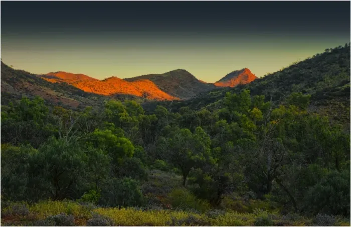 Framed Print : The first light of dawn in the remote region of Arkaroola, northern Flinders Ranges, South Australia Framed Print : The first light of dawn in the remote region of Arkaroola, northern Flinders Ranges, South Australia