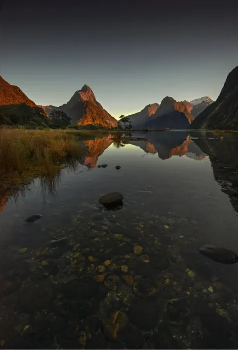 Framed Print : First light milford sound, New Zealand, south island