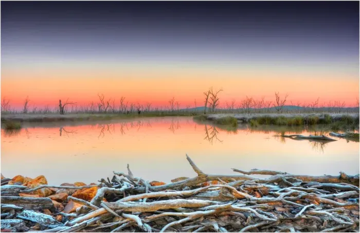 Framed Print : First light at Winton Wetlands, central Victoria, Australia Framed Print : First light at Winton Wetlands, central Victoria, Australia