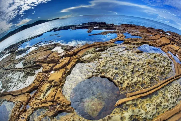 Framed Print : Fisheye Rockpool view Framed Print : Fisheye Rockpool view