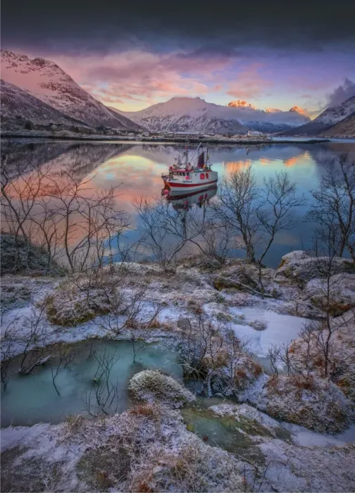 Framed Print : A Fjord Dawn in Winter Framed Print : A Fjord Dawn in Winter