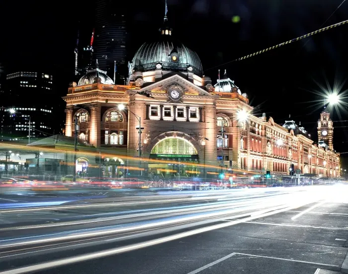 Framed Print : Flinders Street Station at Night- Melbourne