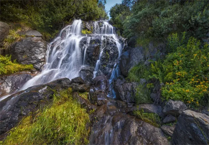 Framed Print : Flowing water over Falls Creek waterfall in the Alpine mountainous region of north east Victoria, Australia Framed Print : Flowing water over Falls Creek waterfall in the Alpine mountainous region of north east Victoria, Australia