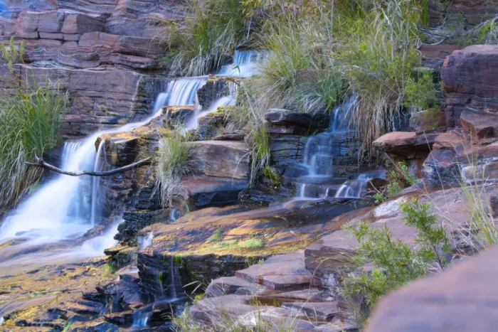 Framed Print : Fortescue Falls is a magical waterfall in Karijini National Park