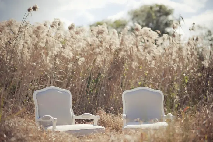 Framed Print : French chairs in rural setting