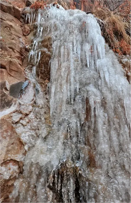 Framed Print : Frozen waterfall Zion national Park in south western United States Framed Print : Frozen waterfall Zion national Park in south western United States