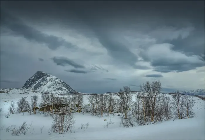 Framed Print : Gimsoya in the winter, Lofoten Peninsular, arctic circle of Norway