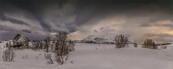 Gimsoya in the winter, Lofoten Peninsular, arctic circle of Norway