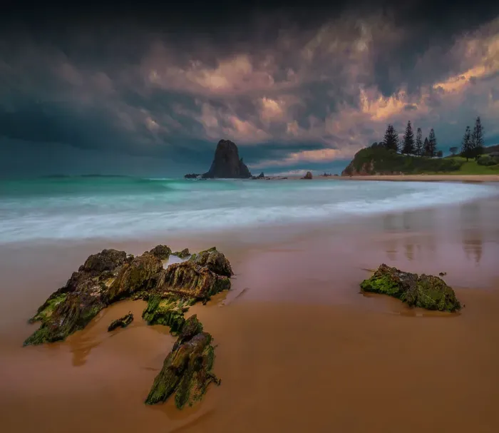Framed Print : Glasshouse rocks and coastal views, Narooma, Southern coastline of NSW, Australia