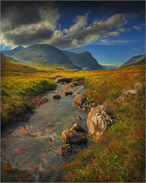 At Glen Etive, with a view to Buachaille Etive Mor, highlands of Scotland