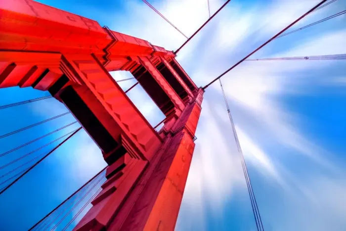 Framed Print : Golden Gate Bridge from below