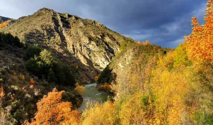 Framed Print : Gorge, autumn colours and storm clouds