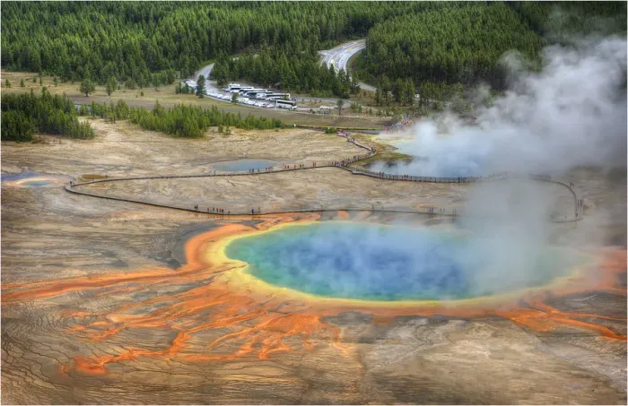 Framed Print : Grand Prismatic pool Yellowstone National Park, Wyoming, United States