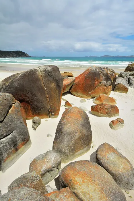 Framed Print : Granite Boulders on the Beach