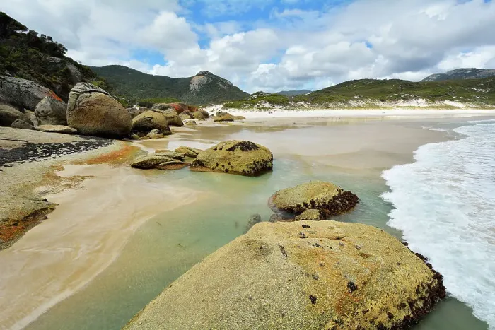 Framed Print : Granite Boulders and Sea Bay Framed Print : Granite Boulders and Sea Bay