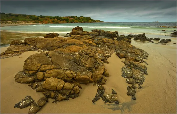 Framed Print : Grassy Harbour and beach on the South Eastern coastline of King Island, Bass Strait, Tasmania Framed Print : Grassy Harbour and beach on the South Eastern coastline of King Island, Bass Strait, Tasmania
